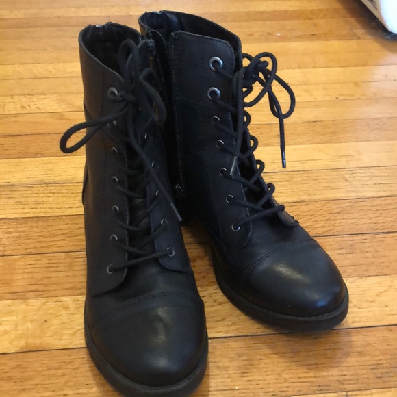 black combat style boots
